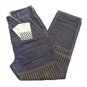 Free People x Sandrine Rose Pinstripe Knee Patch Jeans